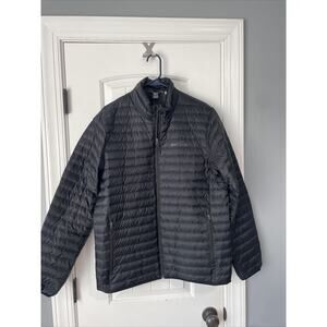 Eddie Bauer EB650 Down Puffer Jacket Gray Full Zip Pockets Hiking Men's M